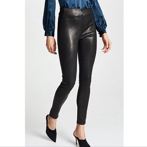 Veronica Beard Indy Lamb leather Black Leggings - Picture 1 of 11